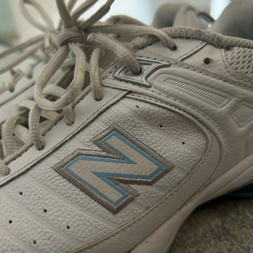 New Balance White and Blue Tennis Sneakers